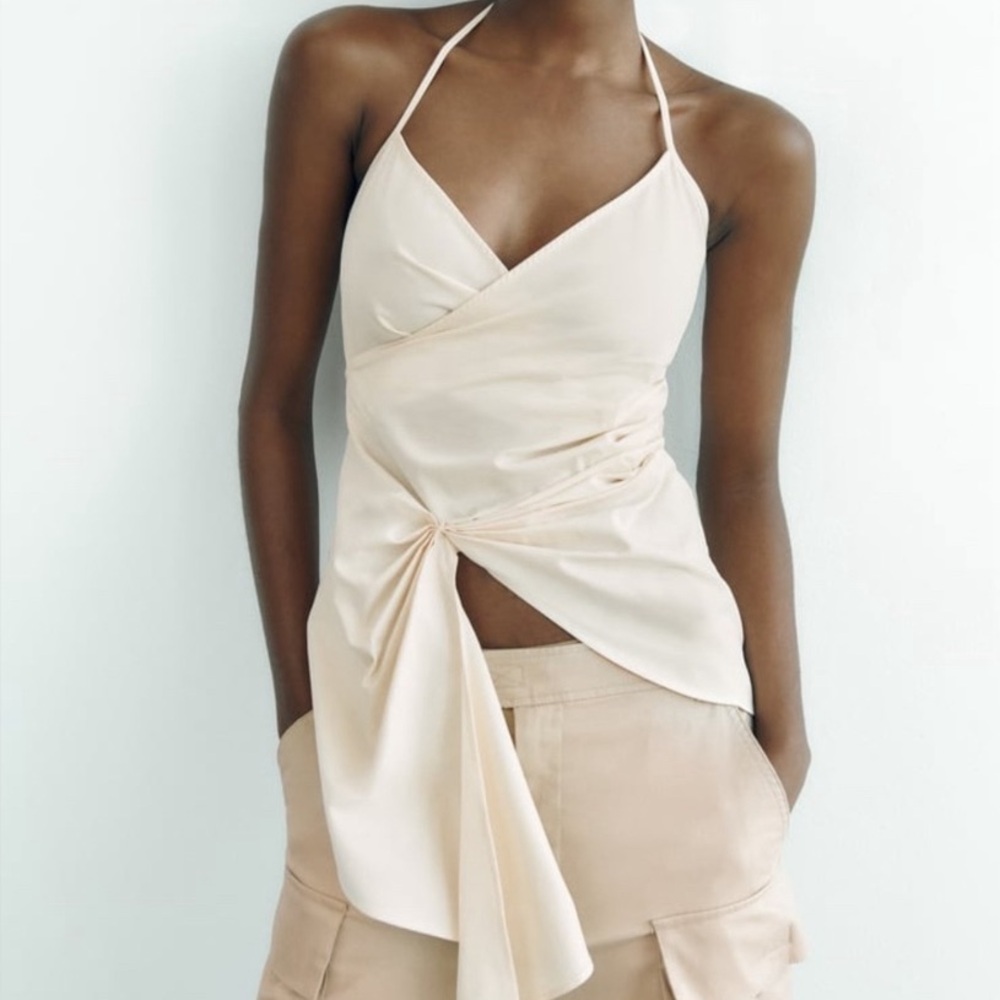 Zara Cream Wrap Top